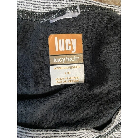 LUCY Womens Gray Blue Striped Long Sleeve Pullover Activewear T-Shirt Size Large - Picture 5 of 7